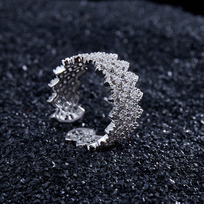 Bague ouverte en pierre à plusieurs rangées de dentelle 5705