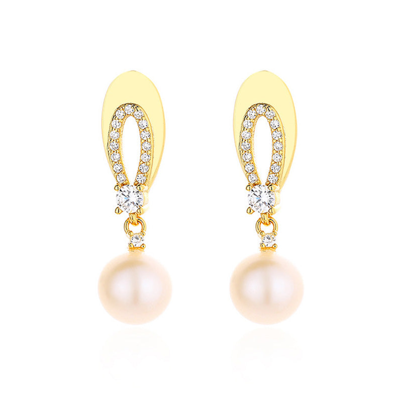 Boucles d'oreilles ovales en perles d'eau douce PE1009