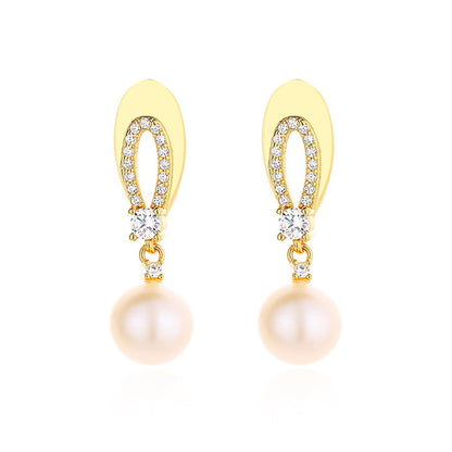 Boucles d'oreilles ovales en perles d'eau douce PE1009