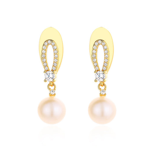 Boucles d'oreilles ovales en perles d'eau douce PE1009