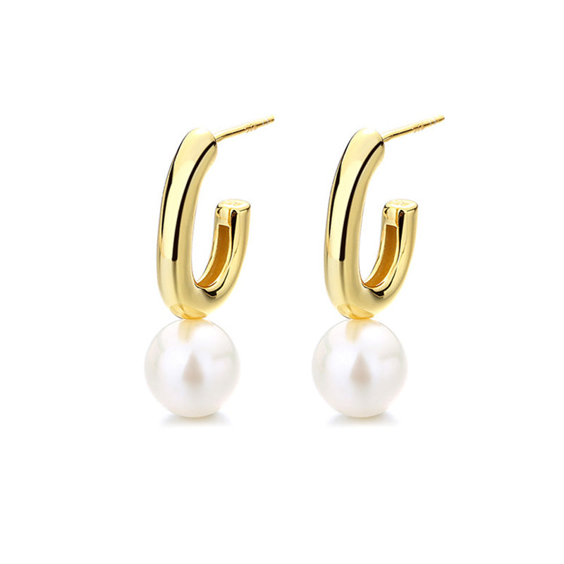 Boucles d'oreilles créoles perles d'eau douce PE1004