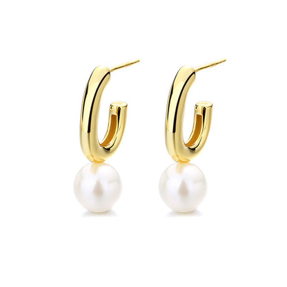 Boucles d'oreilles créoles perles d'eau douce PE1004