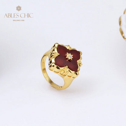Bague agate trèfle ajourée 5037