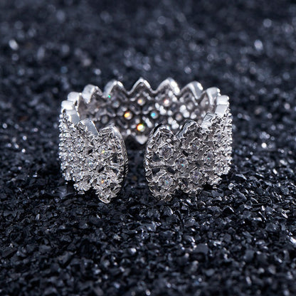 Bague ouverte en pierre à plusieurs rangées de dentelle 5705