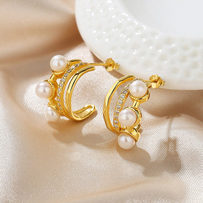 Boucles d'oreilles Huggies en perles d'eau douce PE1052