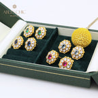 Boucles d'oreilles rubis solitaire fleur filigrane 5394