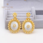 6prs Boucles D'oreilles Fleur En Soie 5049
