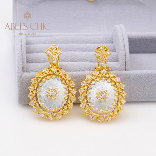 6prs Boucles D'oreilles Fleur En Soie 5049