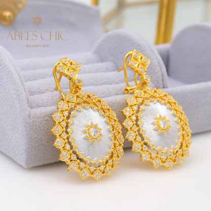 6prs Boucles D'oreilles Fleur En Soie 5049
