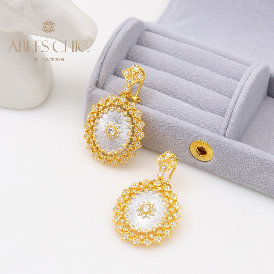 6prs Boucles D'oreilles Fleur En Soie 5049