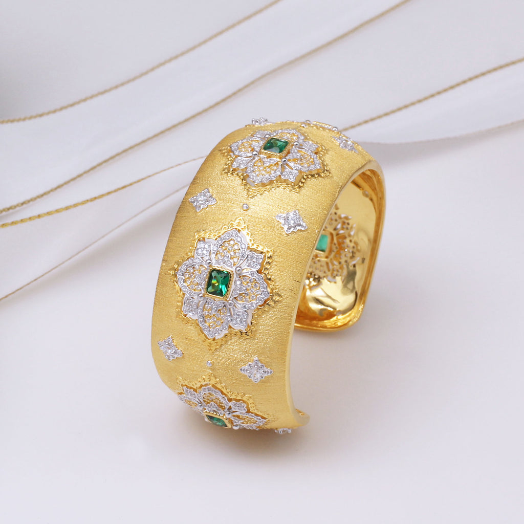 Bracelet Floral Émeraude Fretwork Dense 5228