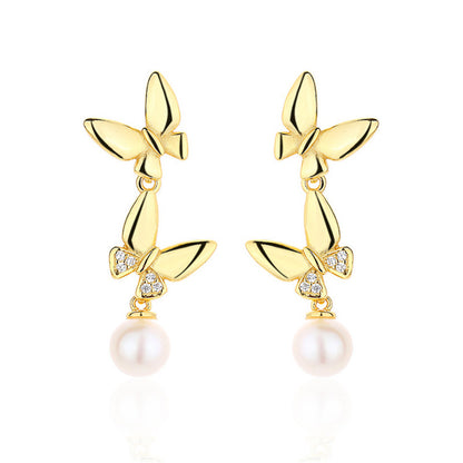 Boucles d'oreilles papillon en perles d'eau douce PE1021