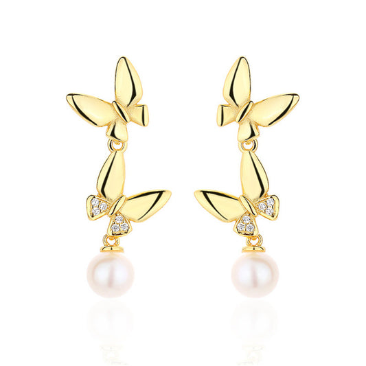 Boucles d'oreilles papillon en perles d'eau douce PE1021