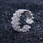 Bague ouverte en pierre à plusieurs rangées de dentelle 5705
