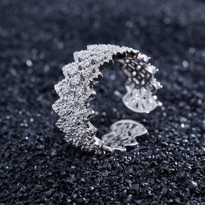 Bague ouverte en pierre à plusieurs rangées de dentelle 5705