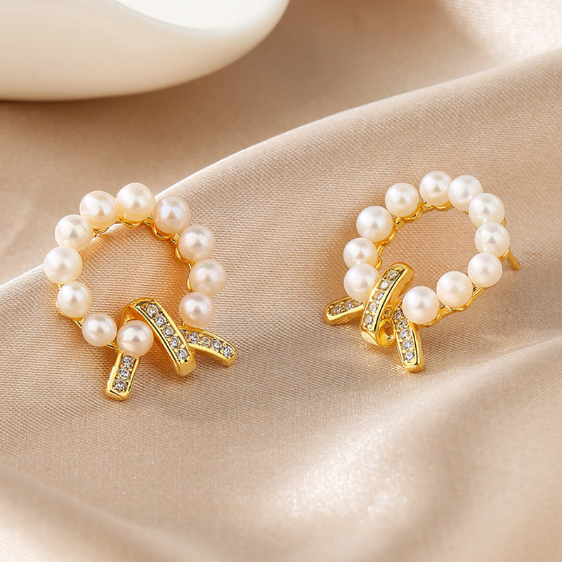 Boucles d'oreilles guirlande de perles d'eau douce PE1038