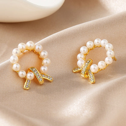Boucles d'oreilles guirlande de perles d'eau douce PE1038