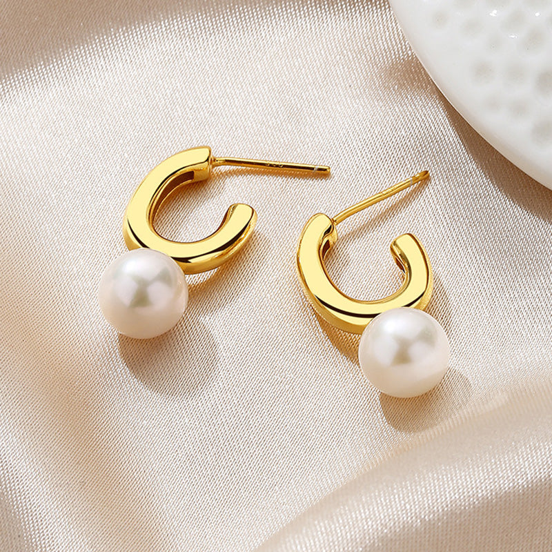 Boucles d'oreilles créoles perles d'eau douce PE1004