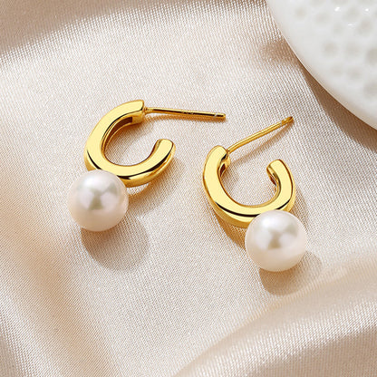 Boucles d'oreilles créoles perles d'eau douce PE1004