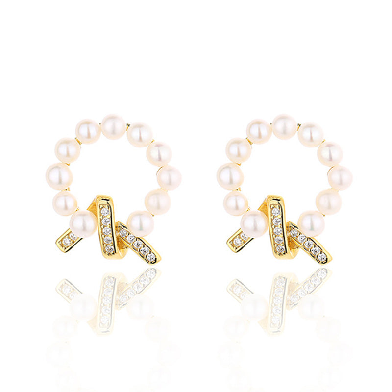 Boucles d'oreilles guirlande de perles d'eau douce PE1038