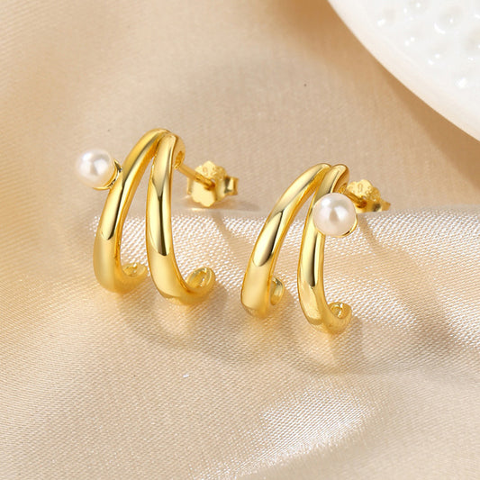 Boucles d'oreilles créoles en perles d'eau douce PE1028