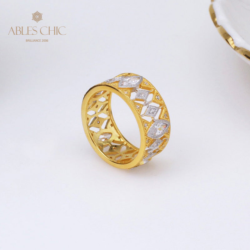 Bague Bande Ajourée Étoilée 5093