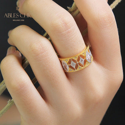 Bague Bande Ajourée Étoilée 5093