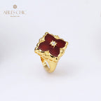 Bague agate trèfle ajourée 5079