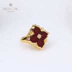 Bague agate trèfle ajourée 5079