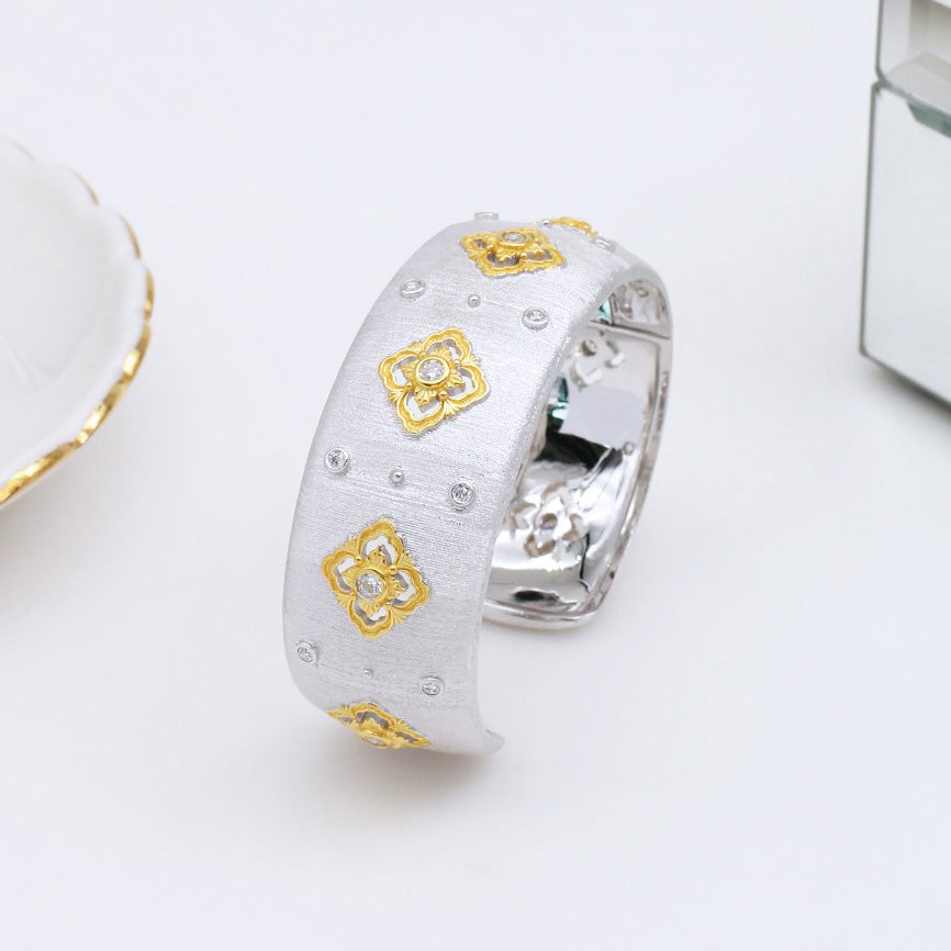 Bracelet floral trèfles CZ 5463