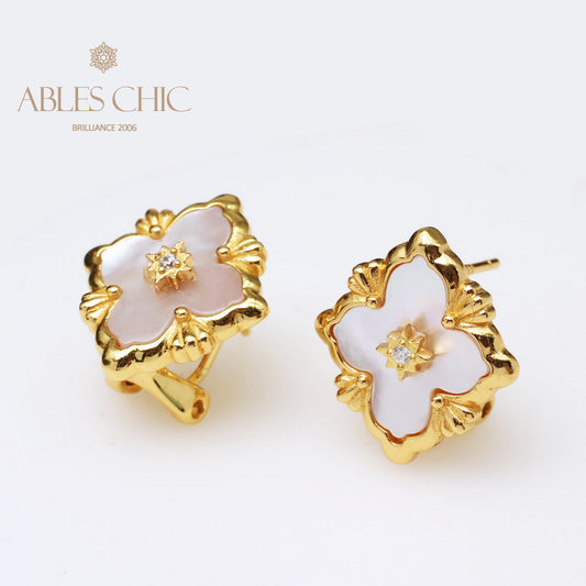 Boucles d'oreilles florales étoile trèfle 5035