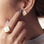Boucles d'oreilles florales étoile trèfle 5035