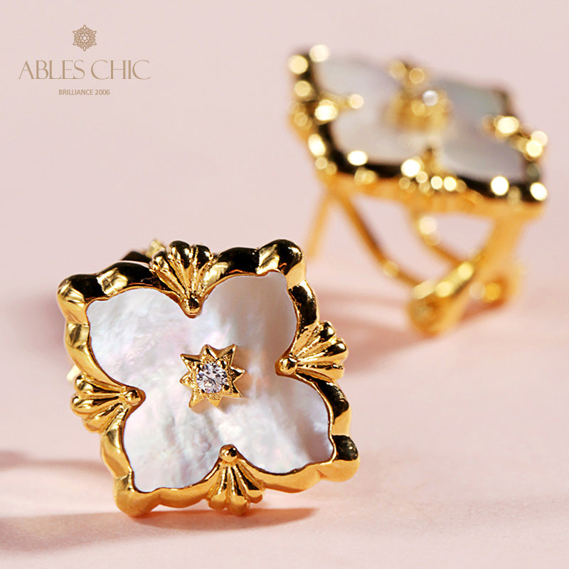 Boucles d'oreilles florales étoile trèfle 5035