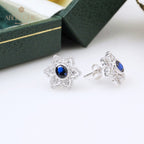 Boucles d'oreilles avec pierres précieuses et fleurs étoilées 5385