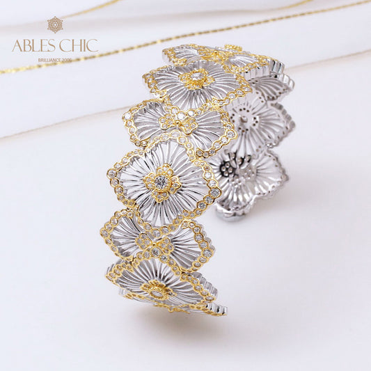 Bracelet nid d'abeille trèfles aérés 5244