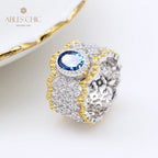 Bague florale en dentelle saphir 5032