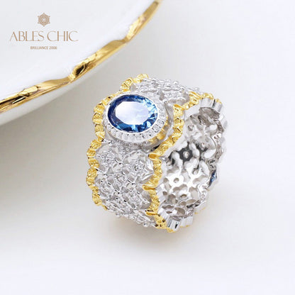 Bague florale en dentelle saphir 5032