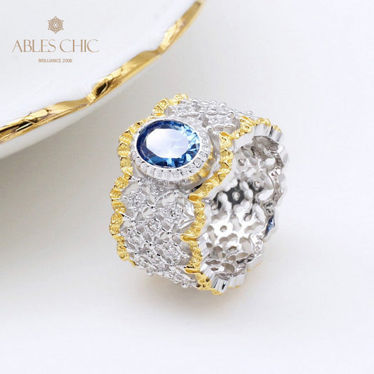 Bague florale en dentelle saphir 5032