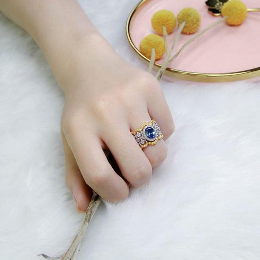 Bague florale en dentelle saphir 5032