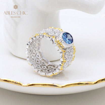 Bague florale en dentelle saphir 5032