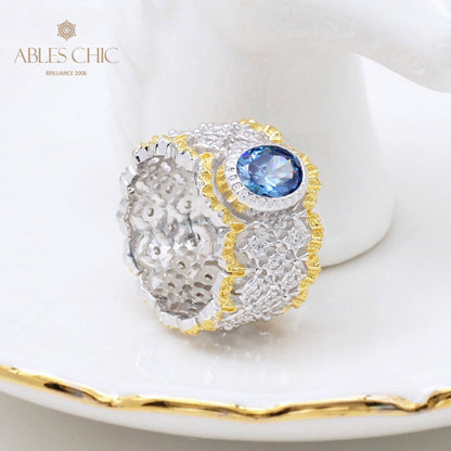 Bague florale en dentelle saphir 5032