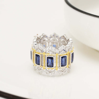 Bague florale ajourée en saphir 5125