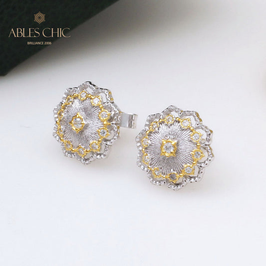 Boucles d'oreilles florales en filigrane de tissu 5167