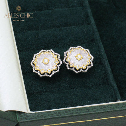Boucles d'oreilles florales en filigrane de tissu 5167