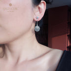 Boucles d'oreilles nid d'abeille dentelle noire 6141