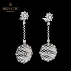Boucles d'oreilles nid d'abeille dentelle noire 6141
