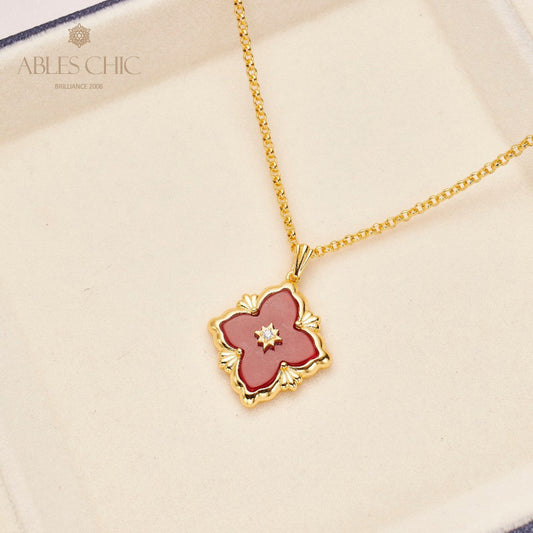 Collier Floral Trèfle Agate 5727
