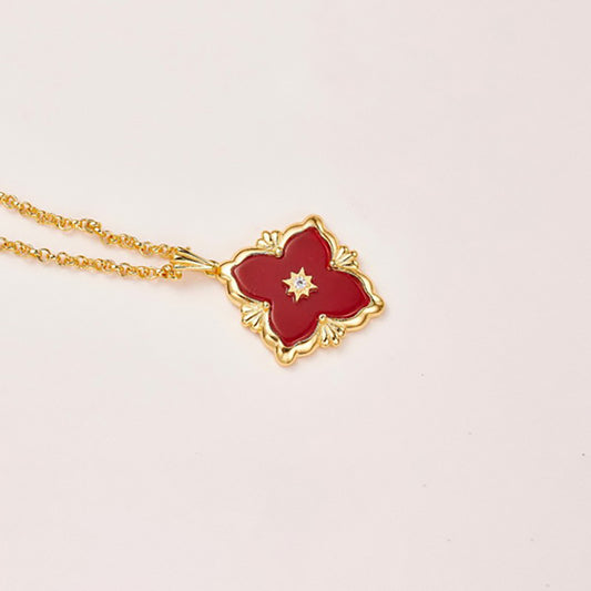 Collier Floral Trèfle Agate 5727
