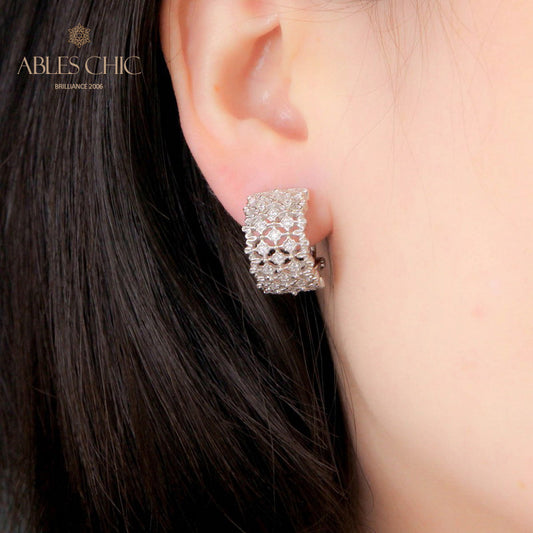 Boucles d'Oreilles Nid d'Abeille Dentelle Aérée 5106