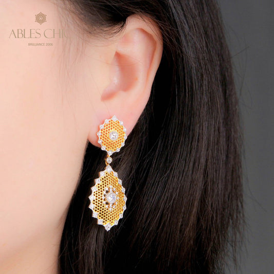 Boucles d'Oreilles Aérées Dentelle Nid d'Abeille 5115